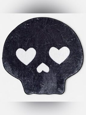 Black Heart-Eye Skull Door Mat